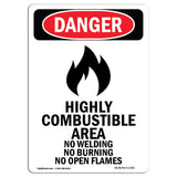 Highly Combustible Area No Welding Burning