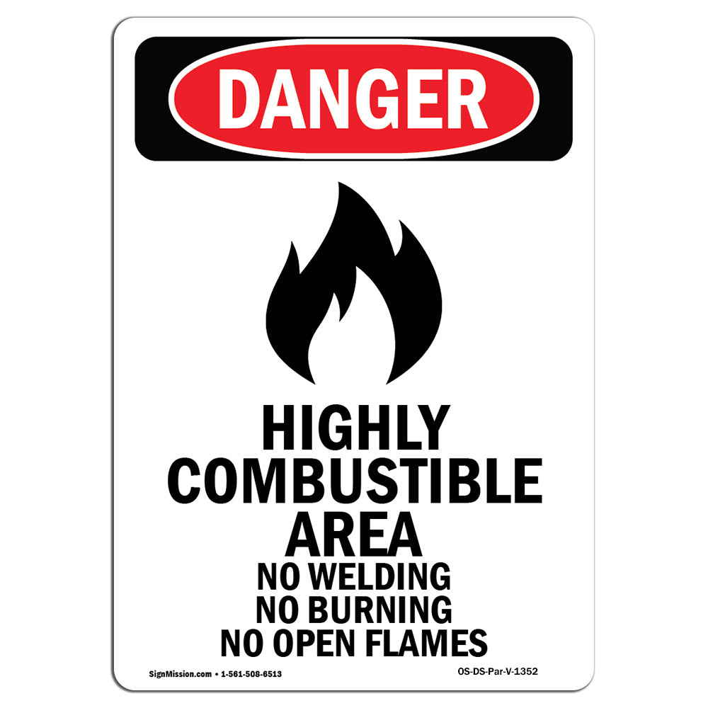 Highly Combustible Area No Welding Burning