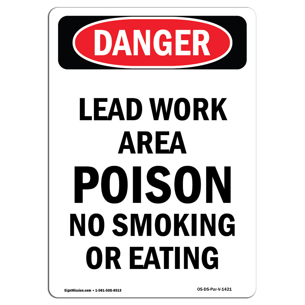 Lead Work Area Poison No Smoking Or Eating