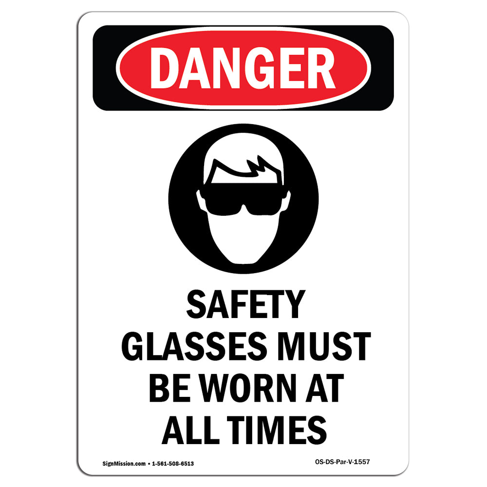 Safety Glasses Must Be Worn At All Times