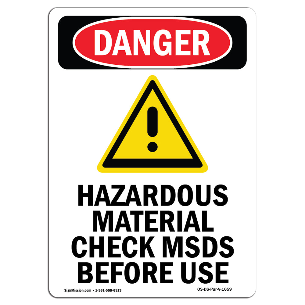 Hazardous Material Check MSDS Before Use