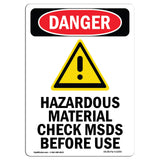 Hazardous Material Check MSDS Before Use