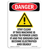 Stay Clear If Machine Close To Power Lines