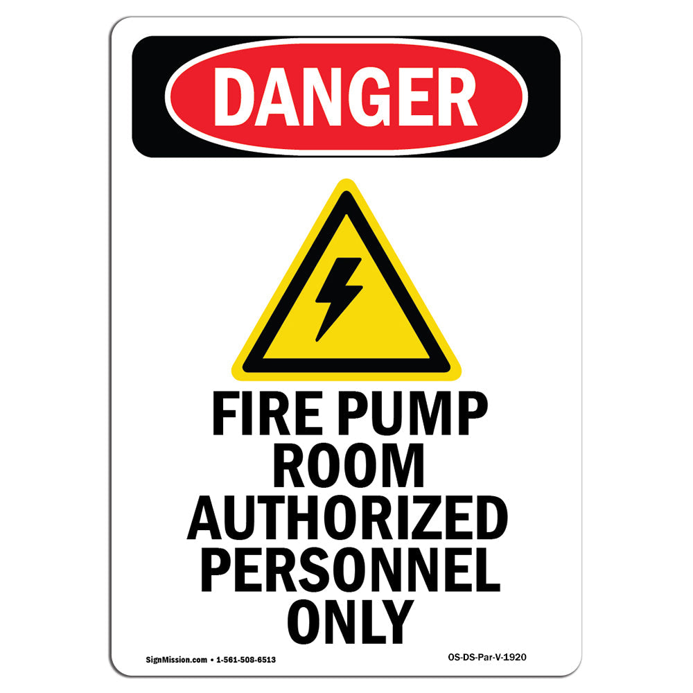 Fire Pump Room Authorized