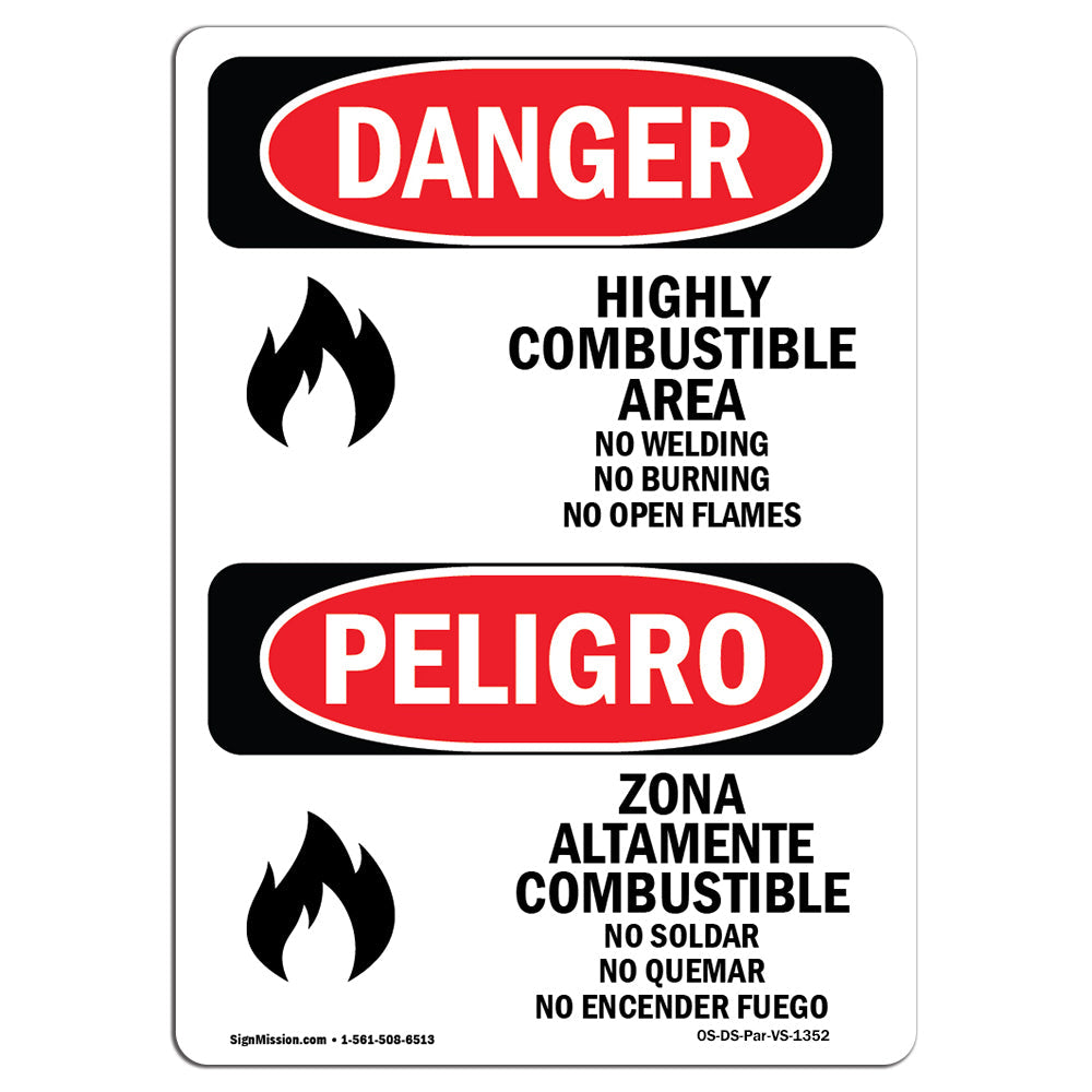 Highly Combustible Area No Welding Burning