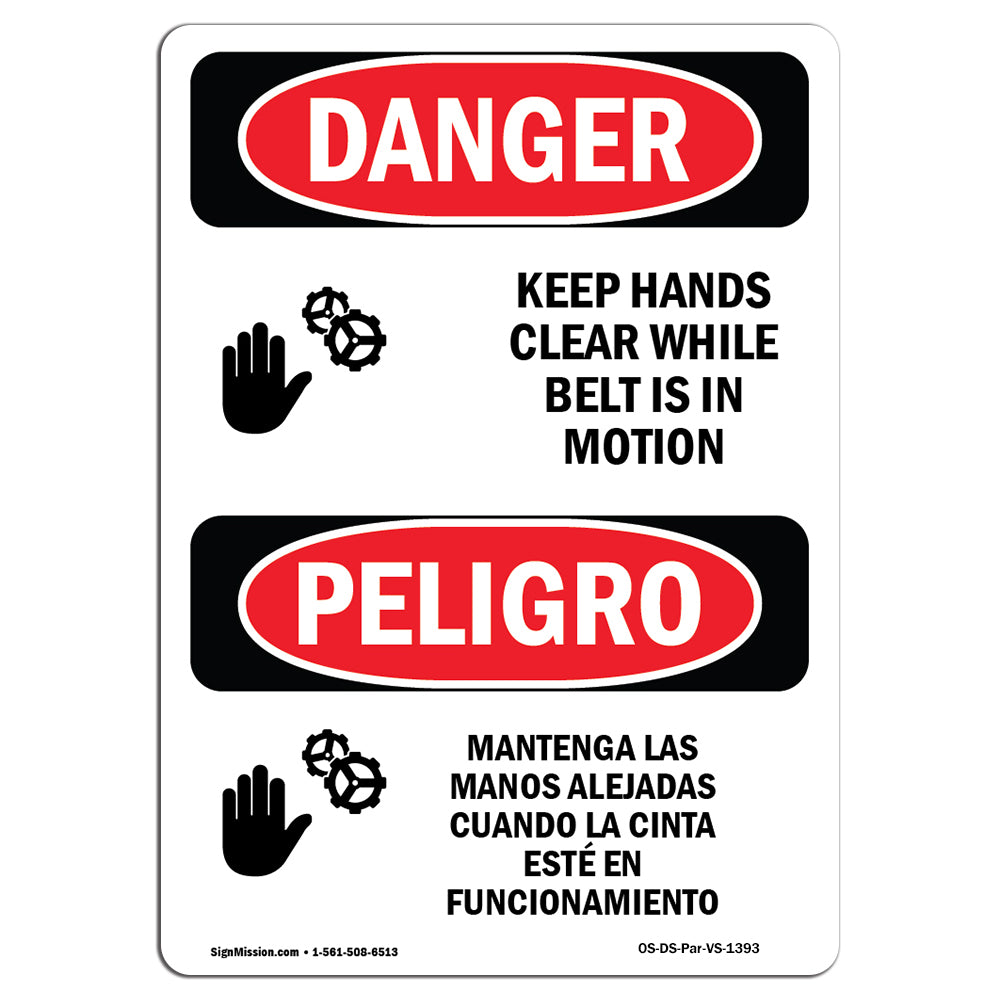 Keep Hands Clear While Belt Is In Motion