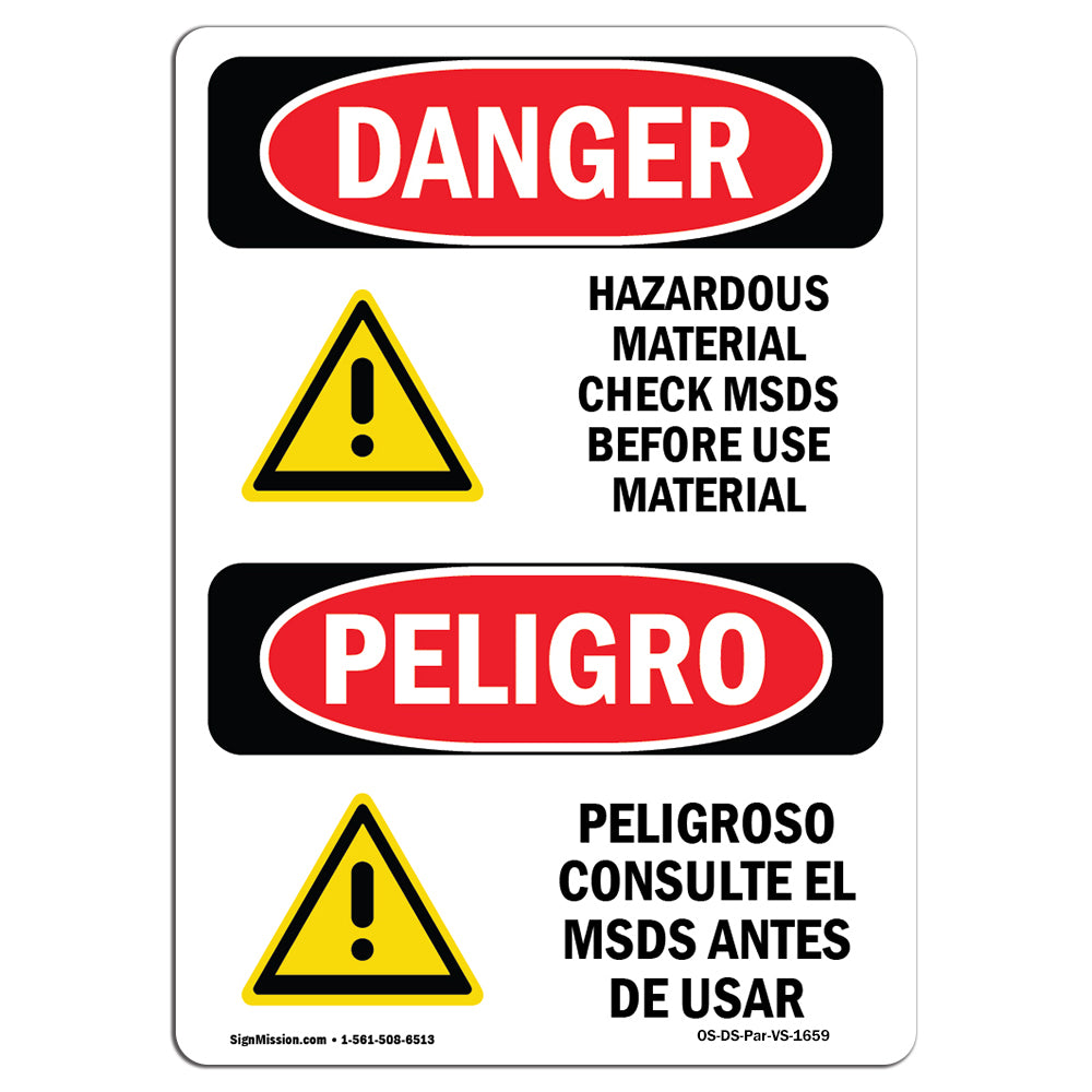 Hazardous Material Check MSDS Before Use