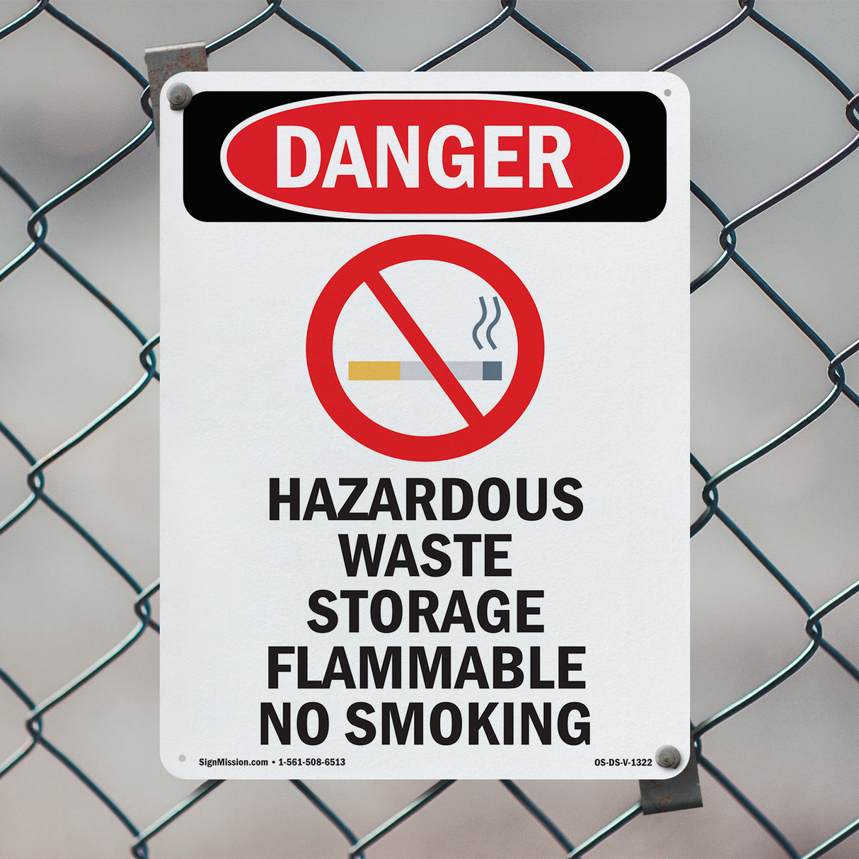 Hazardous Waste Storage Flammable No Smoking