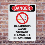 Hazardous Waste Storage Flammable No Smoking