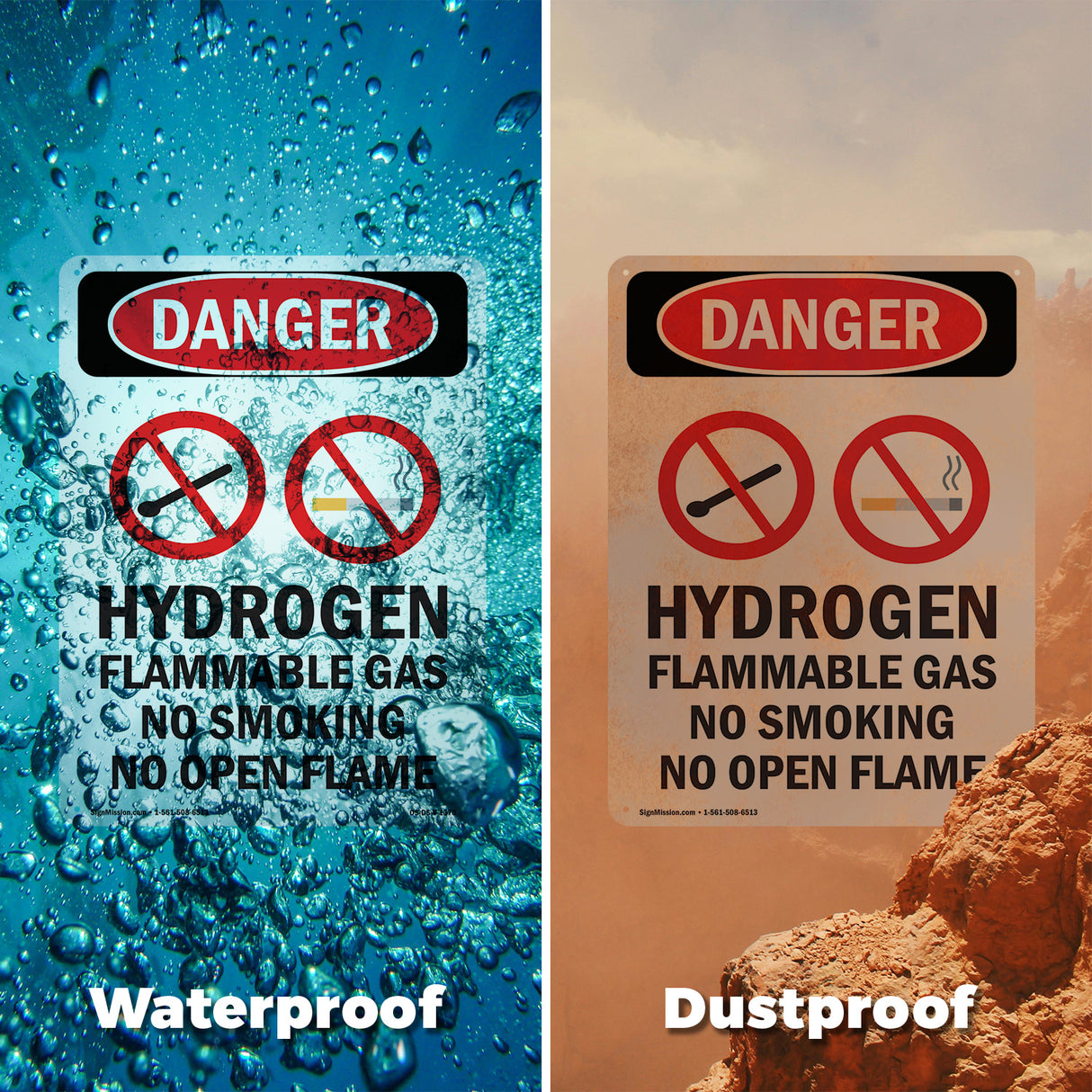 Hydrogen Flammable Gas No Smoking Open Flame