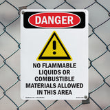 No Flammable Liquids Combustible Materials