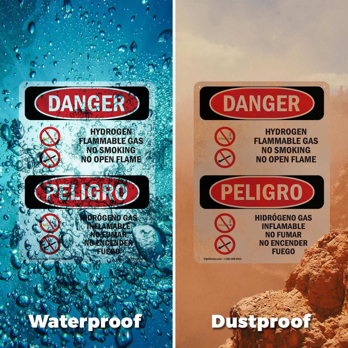 Hydrogen Flammable Gas No Smoking Open Flame