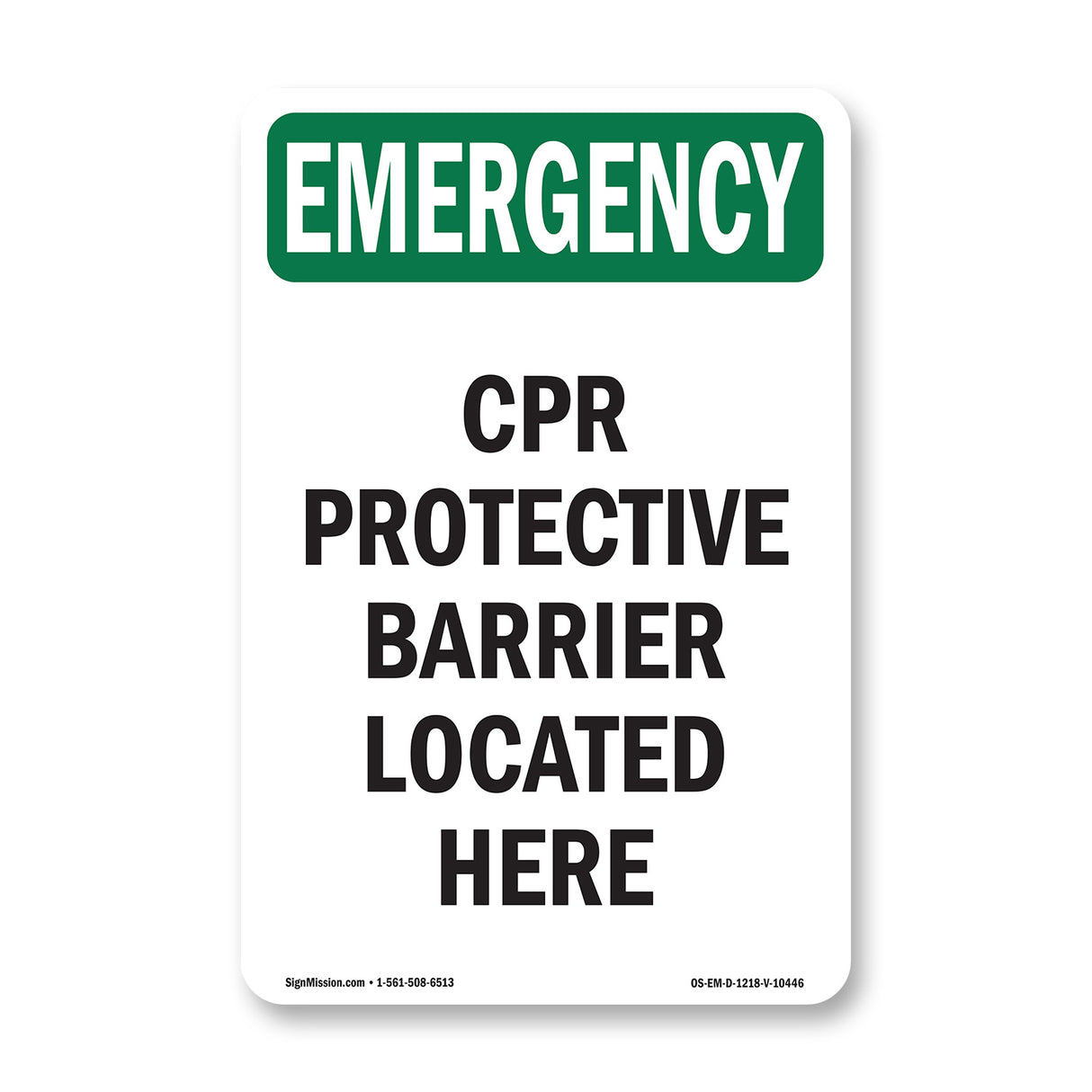 CPR Protective Barrier Located Here