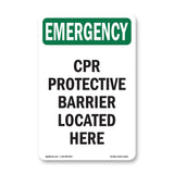 CPR Protective Barrier Located Here