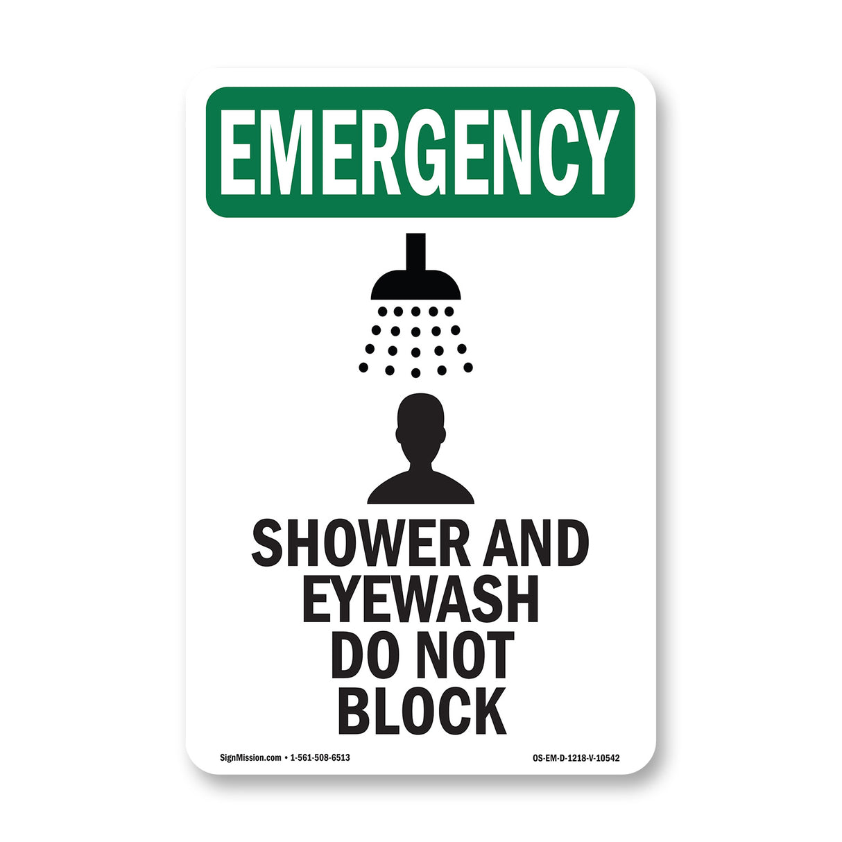 Shower And Eyewash Do Not Block With Symbol