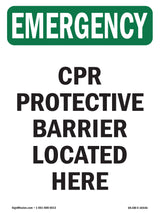 CPR Protective Barrier Located Here
