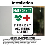 First Aid Kit AED Inside Cabinet With Symbol