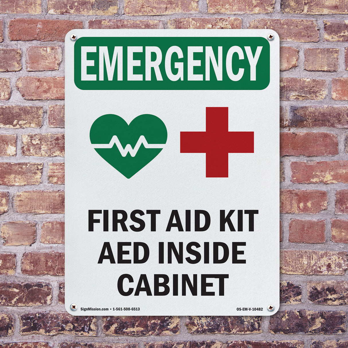First Aid Kit AED Inside Cabinet With Symbol