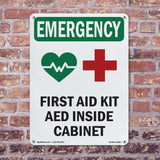 First Aid Kit AED Inside Cabinet With Symbol