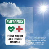 First Aid Kit AED Inside Cabinet With Symbol