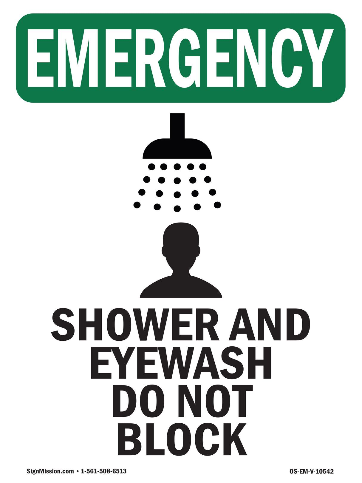 Shower And Eyewash Do Not Block With Symbol