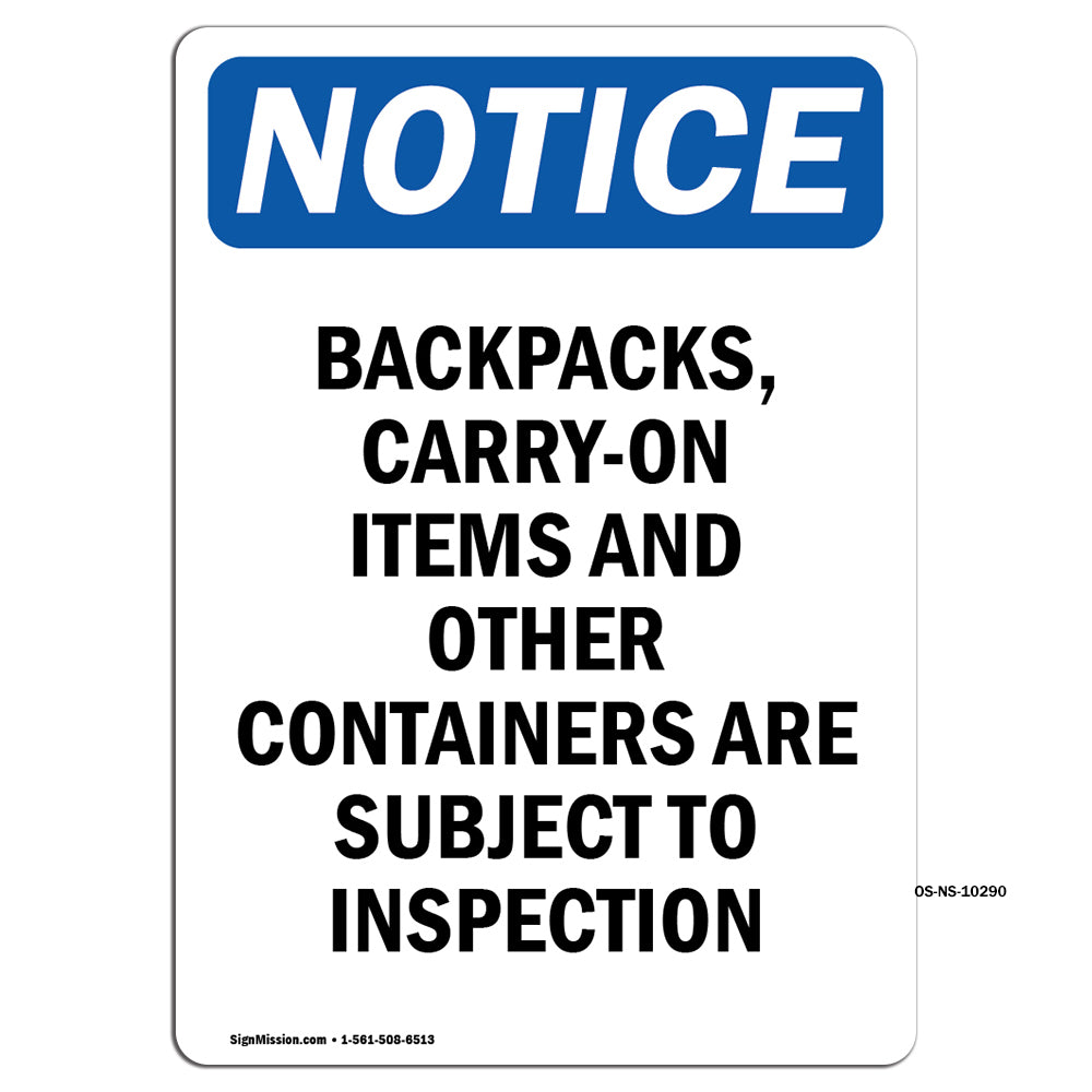 Backpacks, Carry-On Items And Other Containers