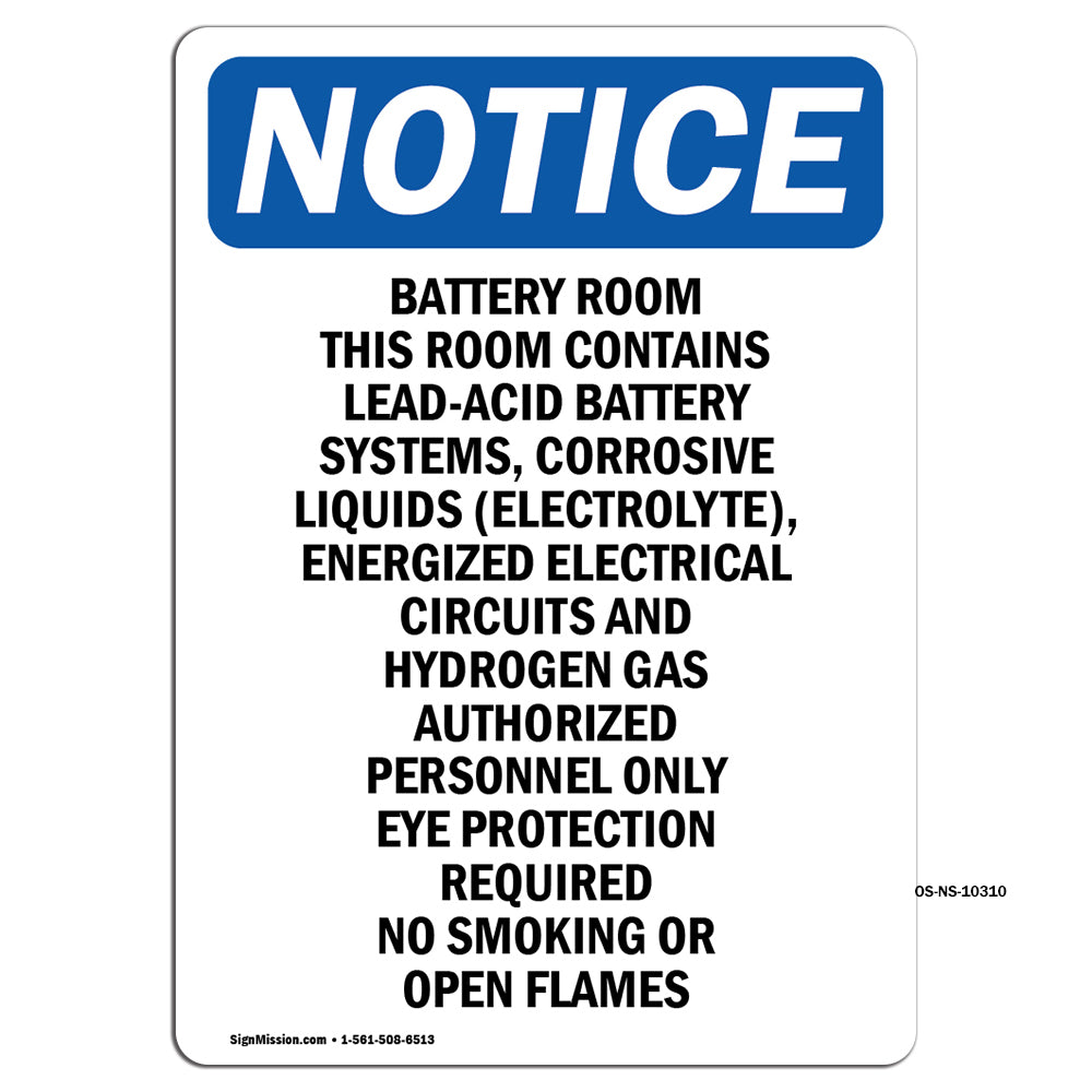 Battery Room This Room Contains Lead-Acid