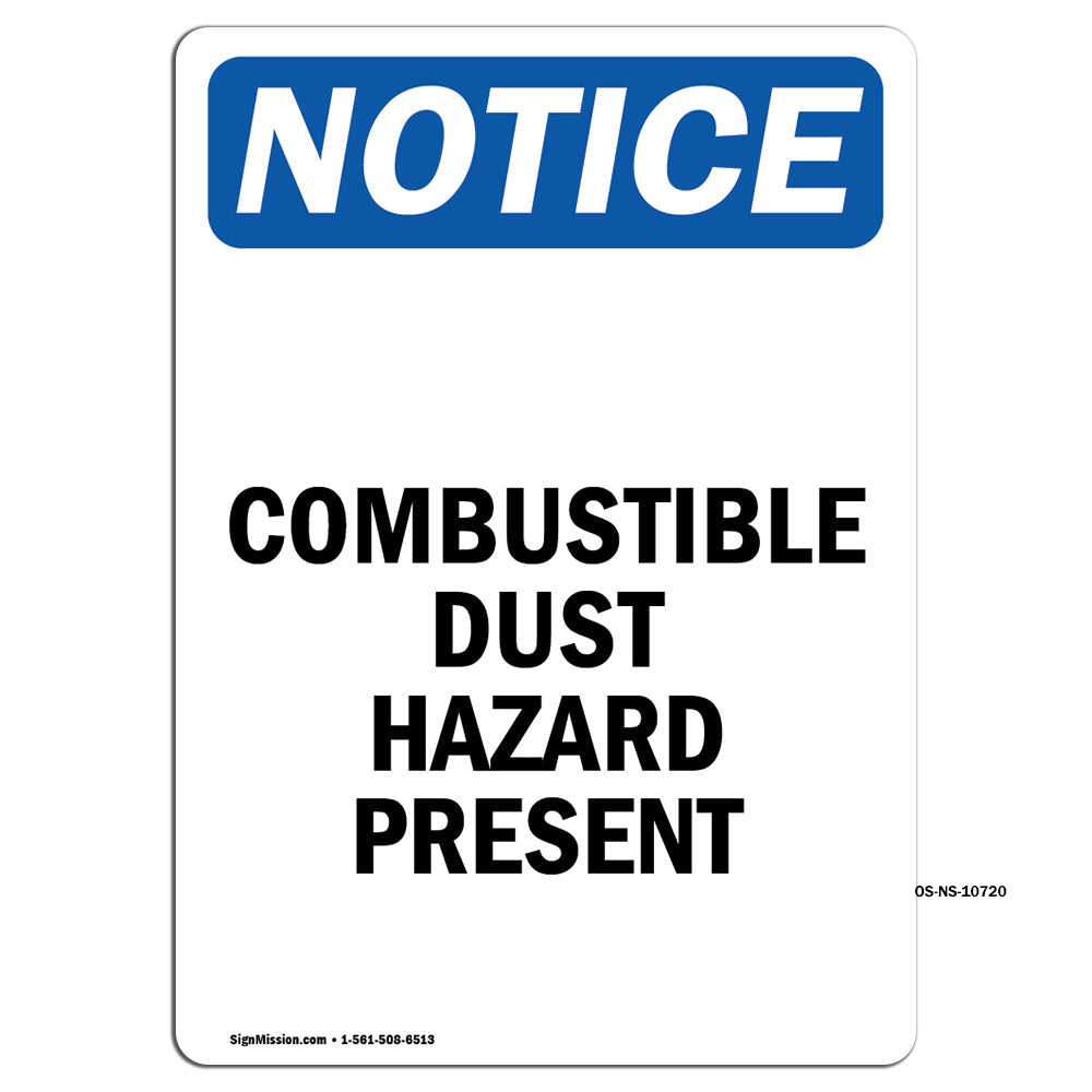 Combustible Dust Hazard Present Sign