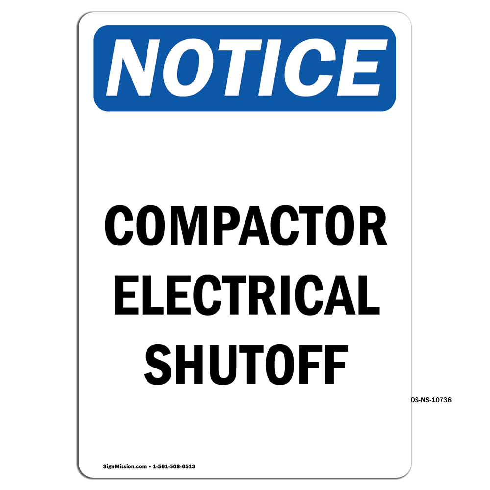 Compactor Electrical Shutoff Sign