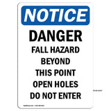 Danger Fall Hazard Beyond This Point Open