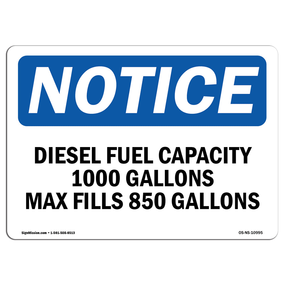 Diesel Fuel Capacity 1000 Gallons Max Fill
