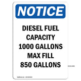 Diesel Fuel Capacity 1000 Gallons Max Fill