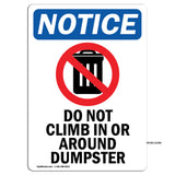 Do Not Climb In Or Around Dumpster