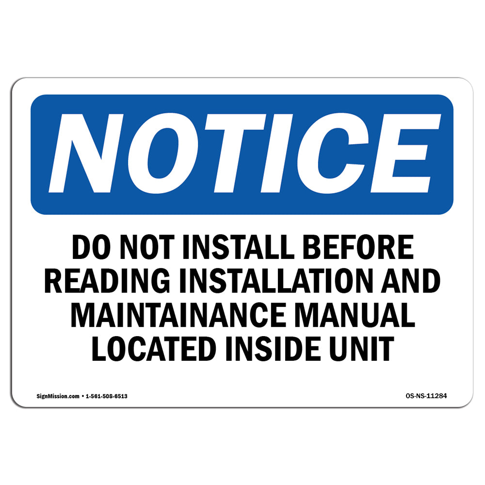 Do Not Install Before Reading Installation