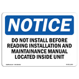 Do Not Install Before Reading Installation
