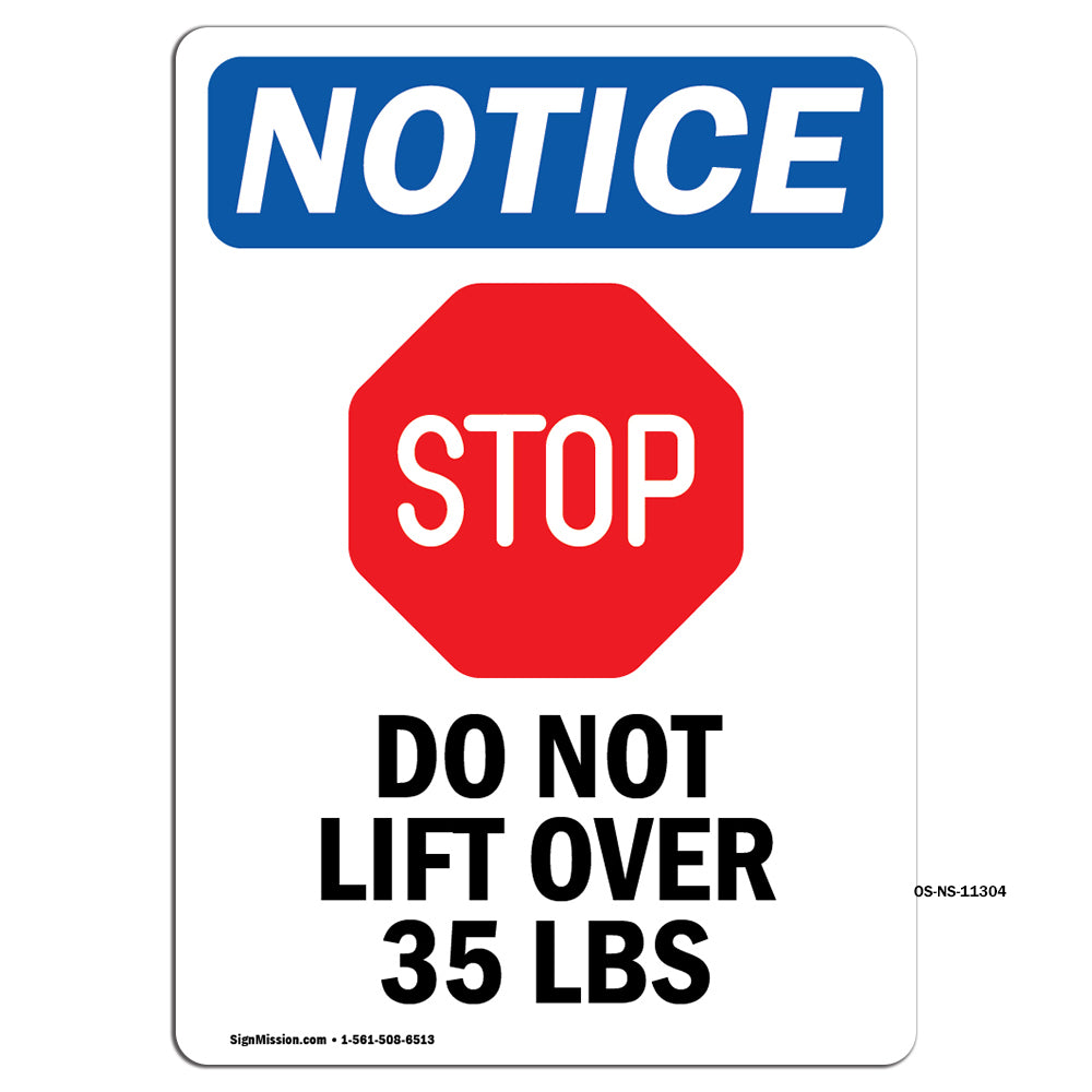 Do Not Lift Over 35 Lbs