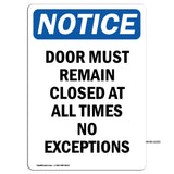 Door Must Remain Closed At All