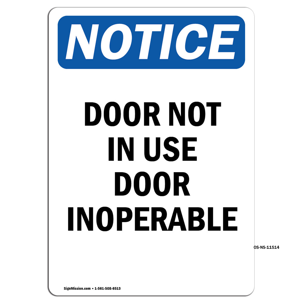Door Not In Use Door Inoperable