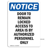 Door To Remain Locked Access To Area Is