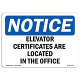 Elevator Certificates Are Located In The Office