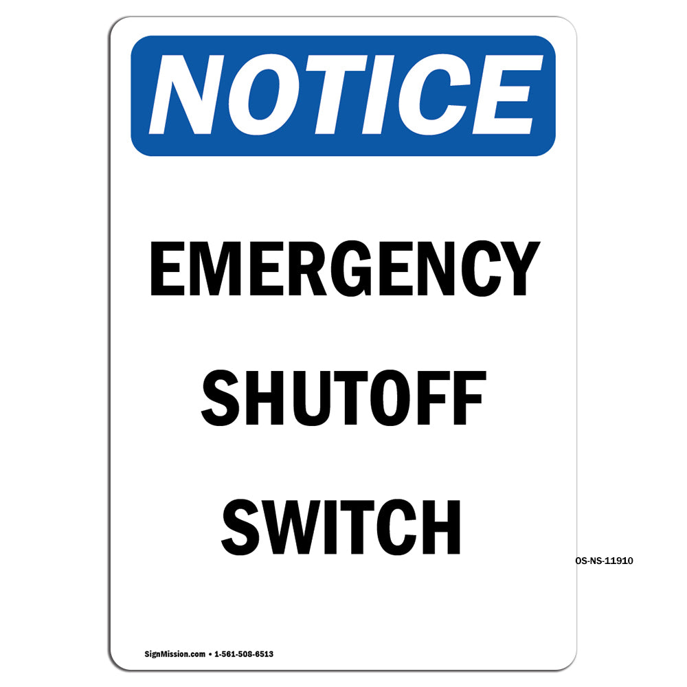 Emergency Shutoff Switch Sign