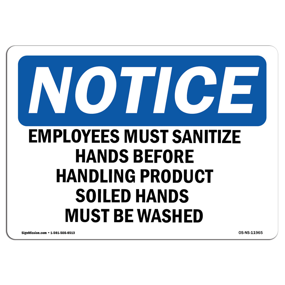 Employees Must Sanitize Hands Before Handling Sign