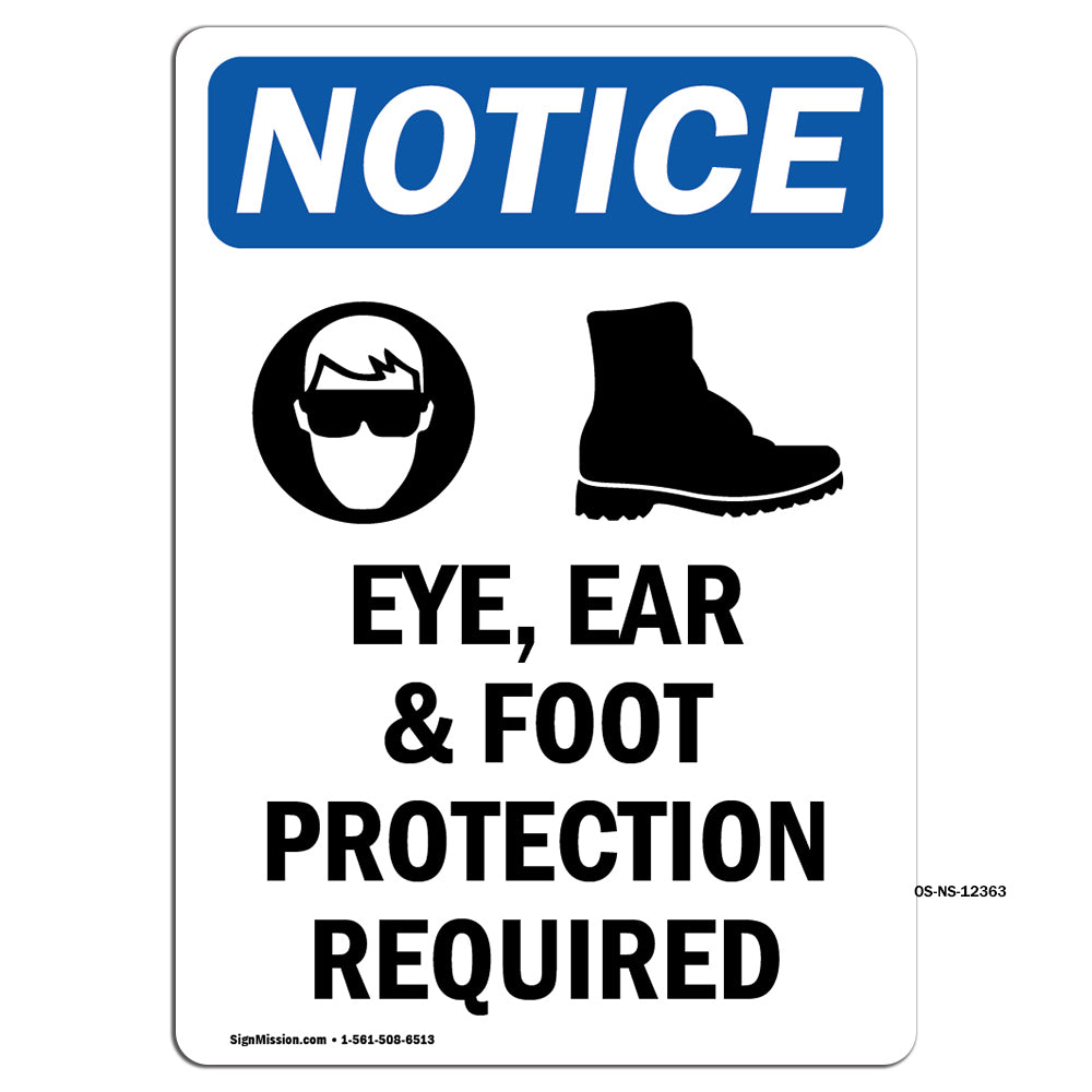 Eye, Ear & Foot Protection Required