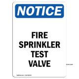 Fire Sprinkler Test Valve Sign