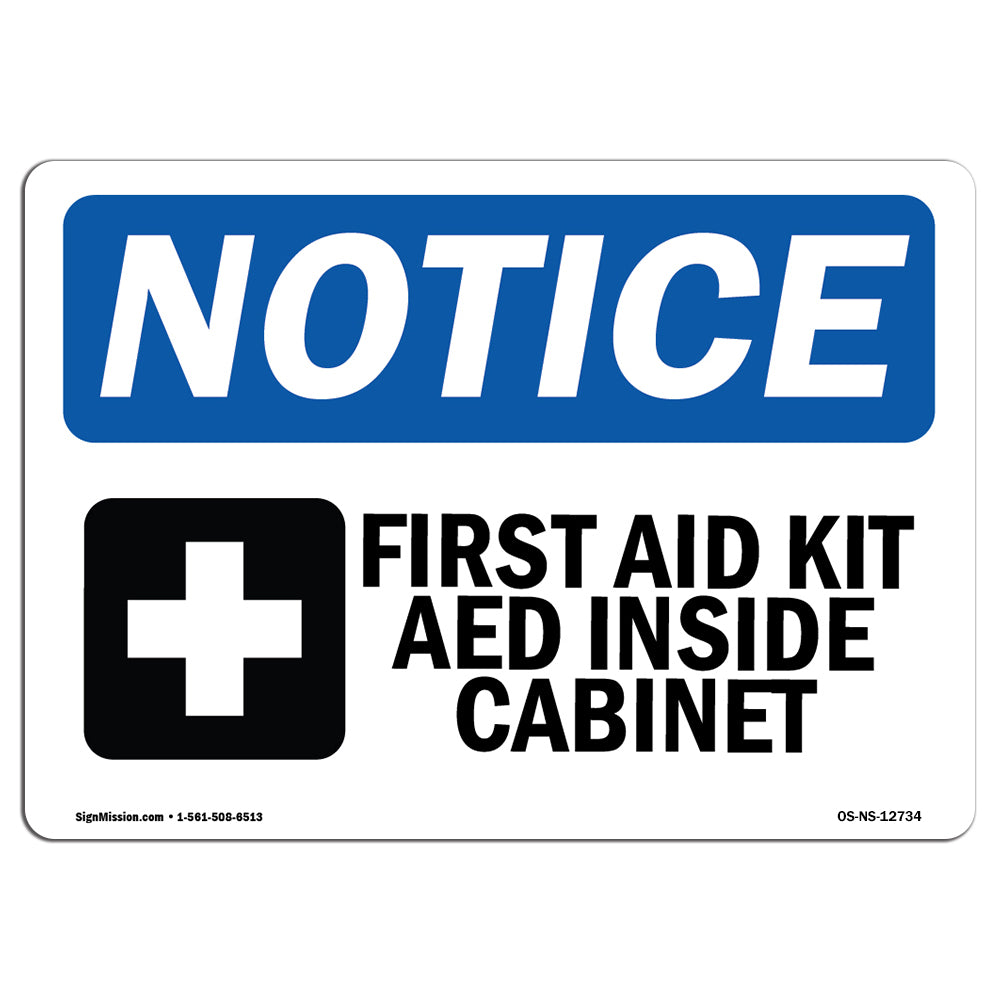 First Aid Kit AED Inside Cabinet
