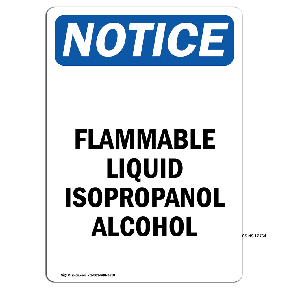 Flammable Liquid Isopropanol Alcohol Sign