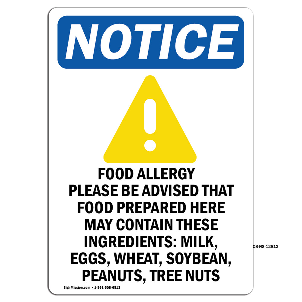 Food Allergy Notice Please Be