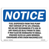 Fuel Dispensed From This Pump May Contain Sign