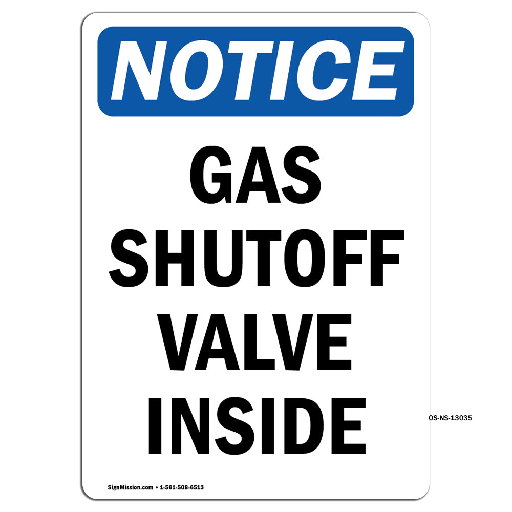 Gas Shutoff Valve Inside Sign