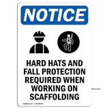 NOTICE Hats Fall Protection Required Scaffolding